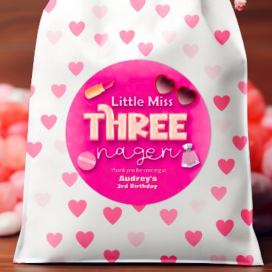 Little Miss Threenager - Meisje 3e verjaardag Ronde Sticker