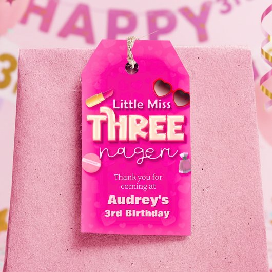 Little Miss Threenager - Meisje 3e verjaardagstag Cadeaulabel