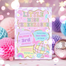 Little Miss Threenager Preppy Groovy 3e Verjaardag Kaart