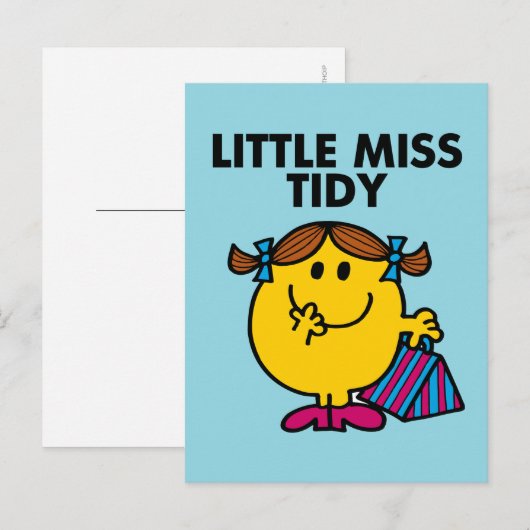 Little Miss Tidy | zwarte belettering Briefkaart (Voorkant / Achterkant)