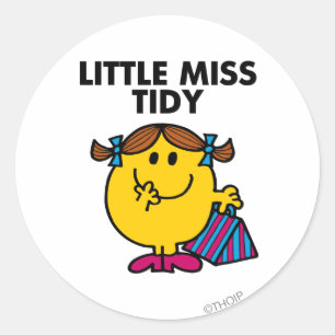 Little Miss Tidy   zwarte belettering Ronde Sticker
