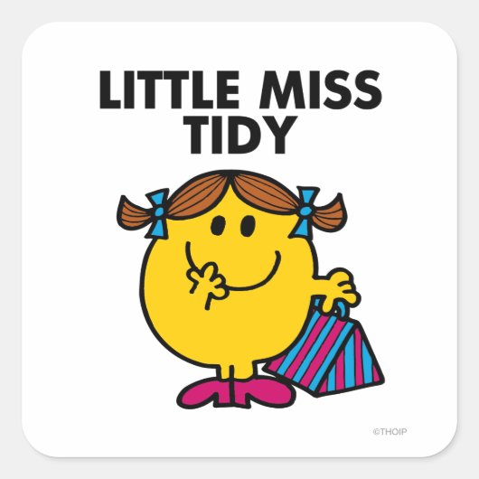 Little Miss Tidy | zwarte belettering Vierkante Sticker (Voorkant)