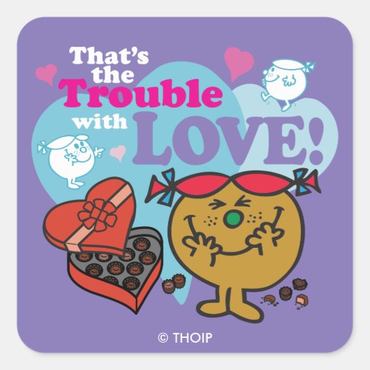 Little Miss Trouble | Valentijn Vierkante Sticker (Voorkant)