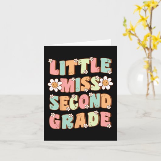 Little Miss tweede klas schattig groovy eerste dag Kaart (Gele Bloem)