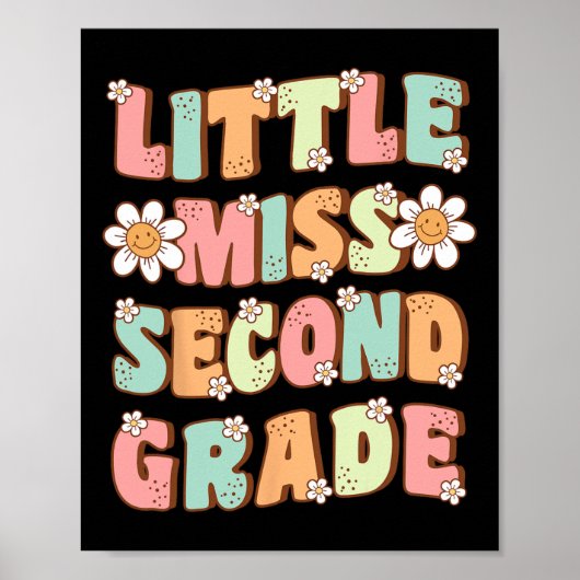 Little Miss tweede klas schattig groovy eerste dag Poster (Voorkant)