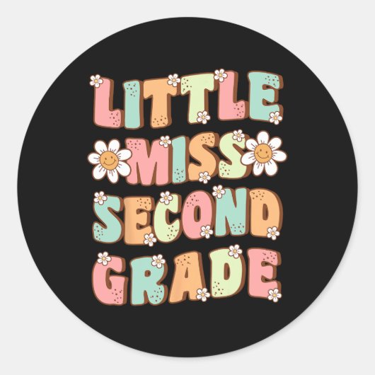 Little Miss tweede klas schattig groovy eerste dag Ronde Sticker (Voorkant)