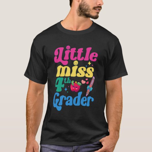 Little Miss Vierde Grade Grappig terug naar school T-shirt (Voorkant)