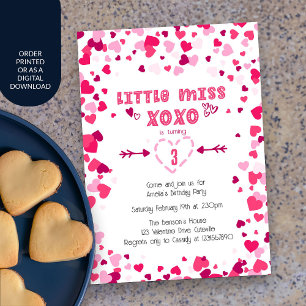 Little Miss XOXO Roze Liefdeshartjes Meisjes Verja Kaart