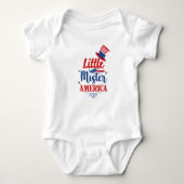 Little Mister America Rood Wit Blauw Juli 4th Jong Romper (Voorkant)