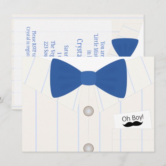 Little Mister Baby shower Invitation Kaart (Voorkant / Achterkant)