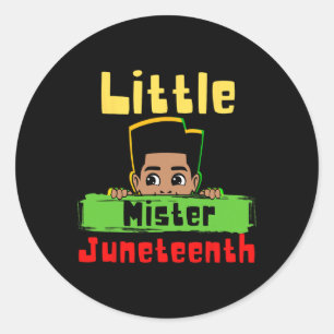 Little Mister Juneteenth Black King Melanin Brown Ronde Sticker