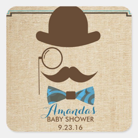 Little Mister Moustache Baby shower favor stickers (Voorkant)