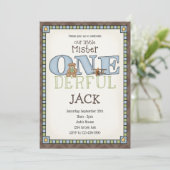 Little Mister ONEderful Birthday Invitation Kaart (Staand voorkant)