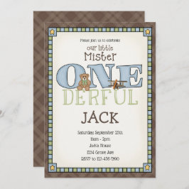 Little Mister ONEderful Birthday Invitation Kaart