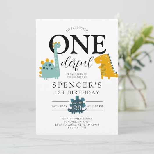 Little Mister ONEderful Dinosaurs Jongen's Verjaar Kaart (Staand voorkant)