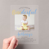 Little Mister Onederful Foto 1st Birthday Acryl Uitnodigingen (Insitu (Draagbaar))