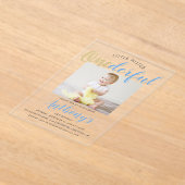 Little Mister Onederful Foto 1st Birthday Acryl Uitnodigingen (Laagn)