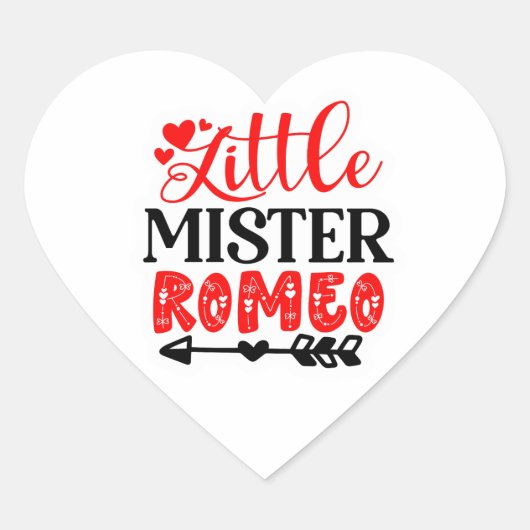 Little Mister Romeo Valentine Cute Love Typography Hart Sticker (Voorkant)