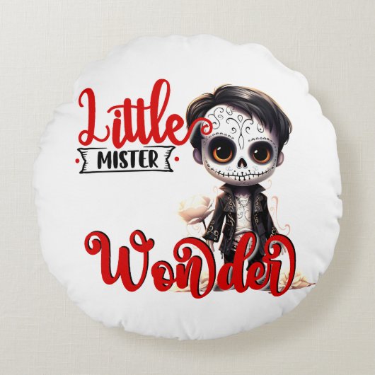 Little Mister _ Sugar Skull Rond Kussen (Voorkant)
