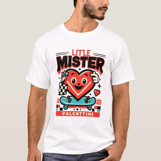 Little Mister Valentijn Schattige Hart Skateboard T-shirt (Voorkant)