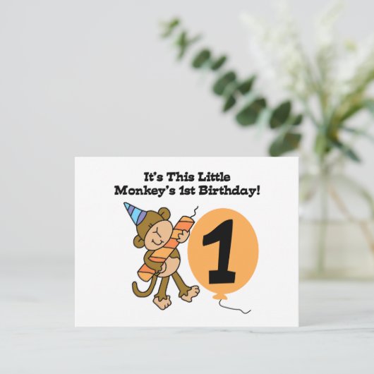 Little Monkey 1e Verjaardag Tshirts en geschenken Briefkaart (Staand voorkant)