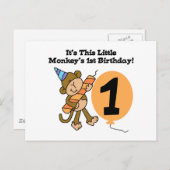 Little Monkey 1e Verjaardag Tshirts en geschenken Briefkaart (Voorkant / Achterkant)
