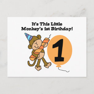 Little Monkey 1e Verjaardag Tshirts en geschenken Briefkaart
