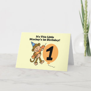 Little Monkey 1e Verjaardag Tshirts en geschenken Kaart