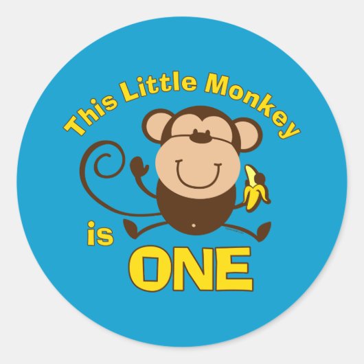 Little Monkey 1e Verjaardagsjongen Sticker (Voorkant)