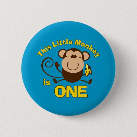 Little Monkey 1st Birthday Boy Button (Voorkant)
