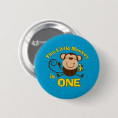 Little Monkey 1st Birthday Boy Button (Voorkant /achterkant)