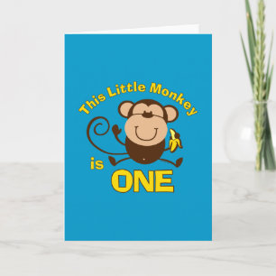 Little Monkey 1st Birthday Boy Card Kaart