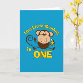 Little Monkey 1st Birthday Boy Kaart (Gele Bloem)