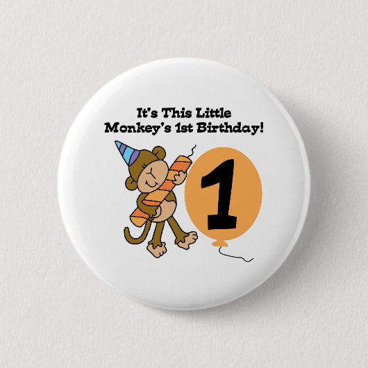 Little Monkey 1st Birthday Ronde Button 5,7 Cm (Voorkant)