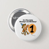 Little Monkey 1st Birthday Ronde Button 5,7 Cm (Voorkant /achterkant)