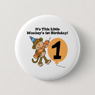 Little Monkey 1st Birthday Ronde Button 5,7 Cm