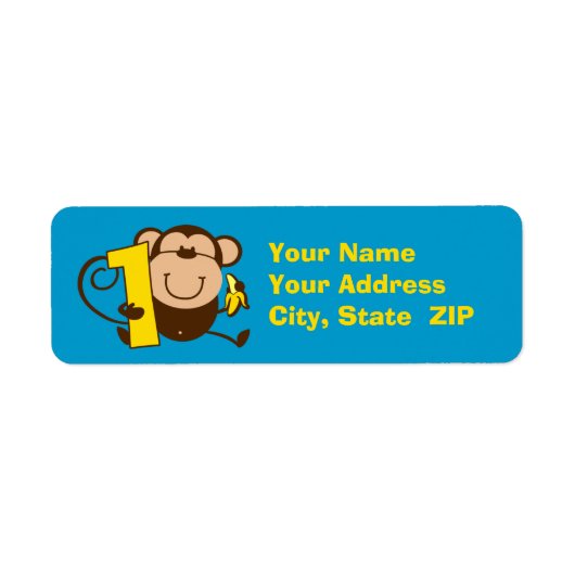 Little Monkey 1st Verjaardags Jongen Custom Label (Voorkant)