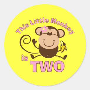 Little Monkey 2e verjaardag Girl Sticker