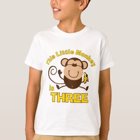 Little Monkey 3rd Birthday Boy T-shirt (Voorkant)