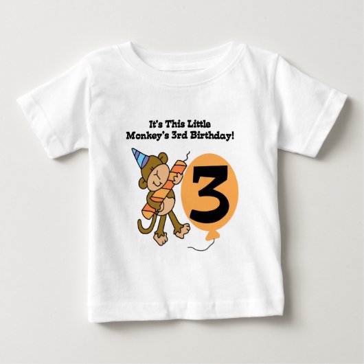 Little Monkey 3rd Birthday Tshirts and Gifts (Voorkant)