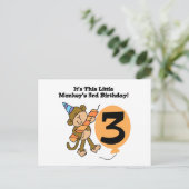 Little Monkey 3rd Birthday Tshirts and Gifts Briefkaart (Staand voorkant)