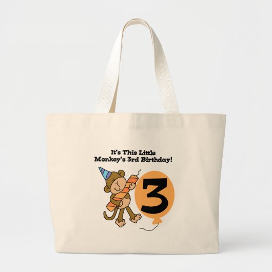 Little Monkey 3rd Birthday Tshirts and Gifts Grote Tote Bag (Voorkant)