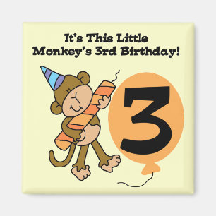 Little Monkey 3rd Birthday Tshirts and Gifts Magneet