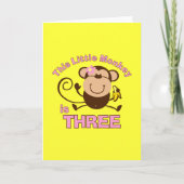 Little Monkey 3rd Verjaardagsmeisje Kaart (Voorkant)