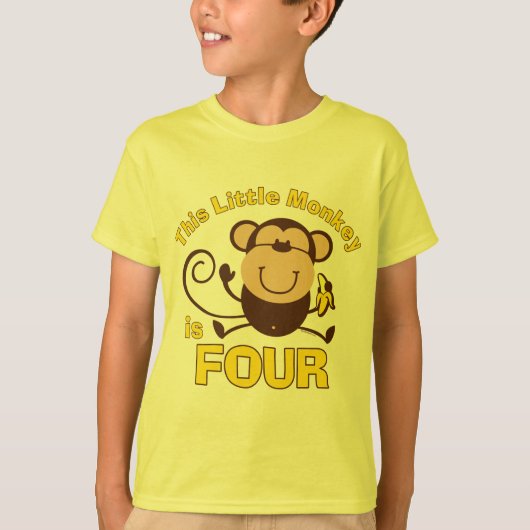 Little Monkey 4th Birthday Boy T-shirt (Voorkant)