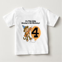 Little Monkey 4th Verjaardag Tshirts en geschenken