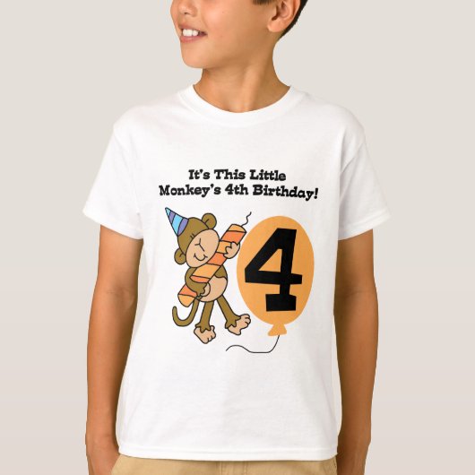 Little Monkey 4th Verjaardag Tshirts en geschenken (Voorkant)