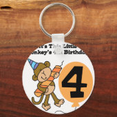Little Monkey 4th Verjaardag Tshirts en geschenken Sleutelhanger (Voorkant)