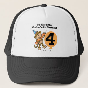 Little Monkey 4th Verjaardag Tshirts en geschenken Trucker Pet