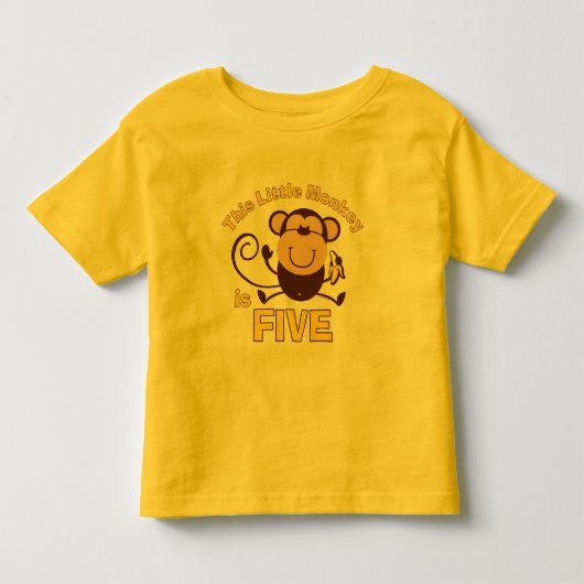 Little Monkey 5th Birthday Boy Kinder Shirts (Voorkant)